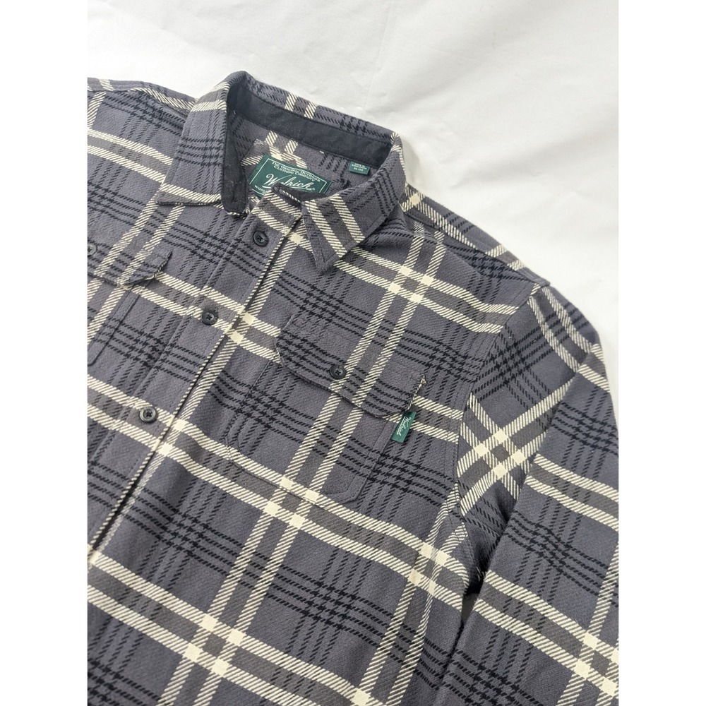 Woolrich Brawny Flannel Heavyweight Shacket Grey Plaid Side Pockets Size XL